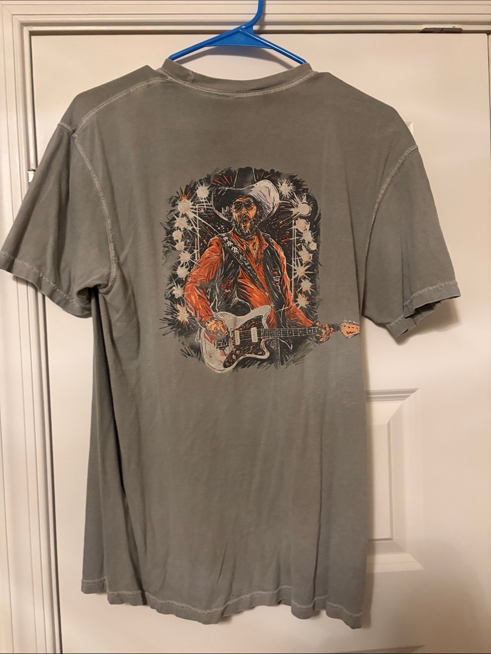 Old Row Grey Graphic Men’s T-Shirt with Cowboy Guitar Design